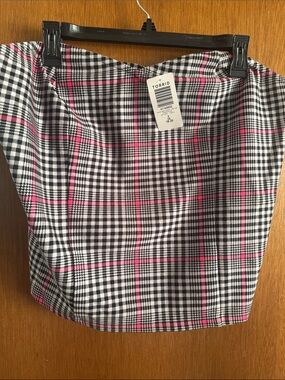 torrid Black, White & Pink Plaid Tube Top